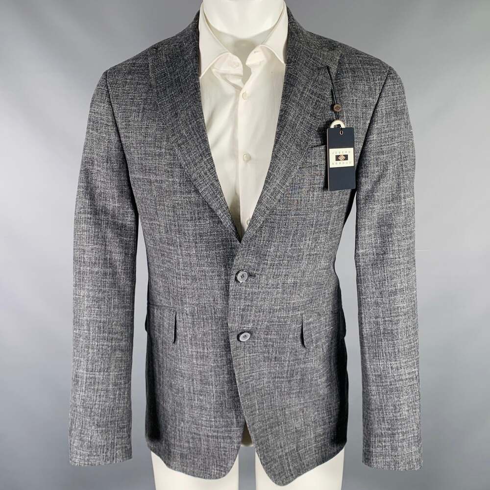 JOSEPH ABBOUD Size 40 Grey White Woven Wool Linen Sport Coat